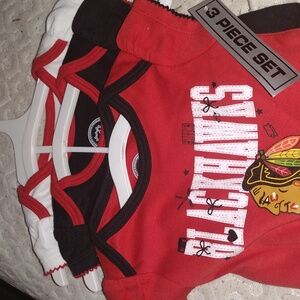 Blackhawks Baby Onesie Set - Red, Black, White (0/3 Months) NWT